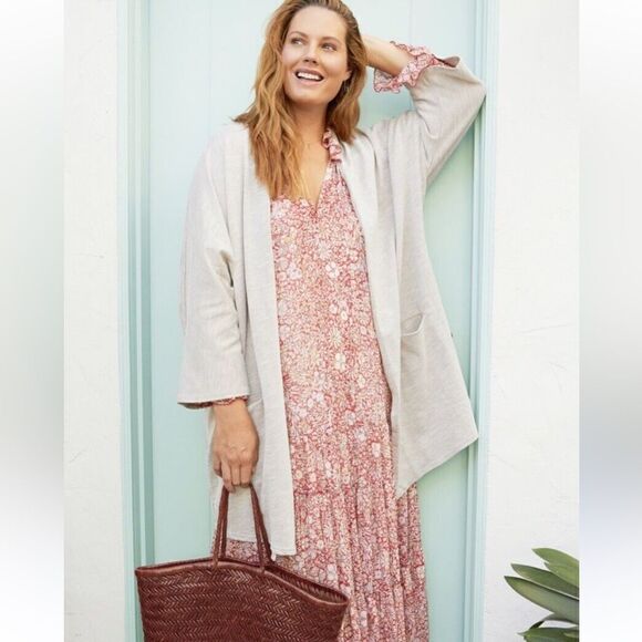 NWT DONNI. Anthropologie Womens Sandwash Cardigan OSFM Ribbed Sweater - Picture 3 of 7